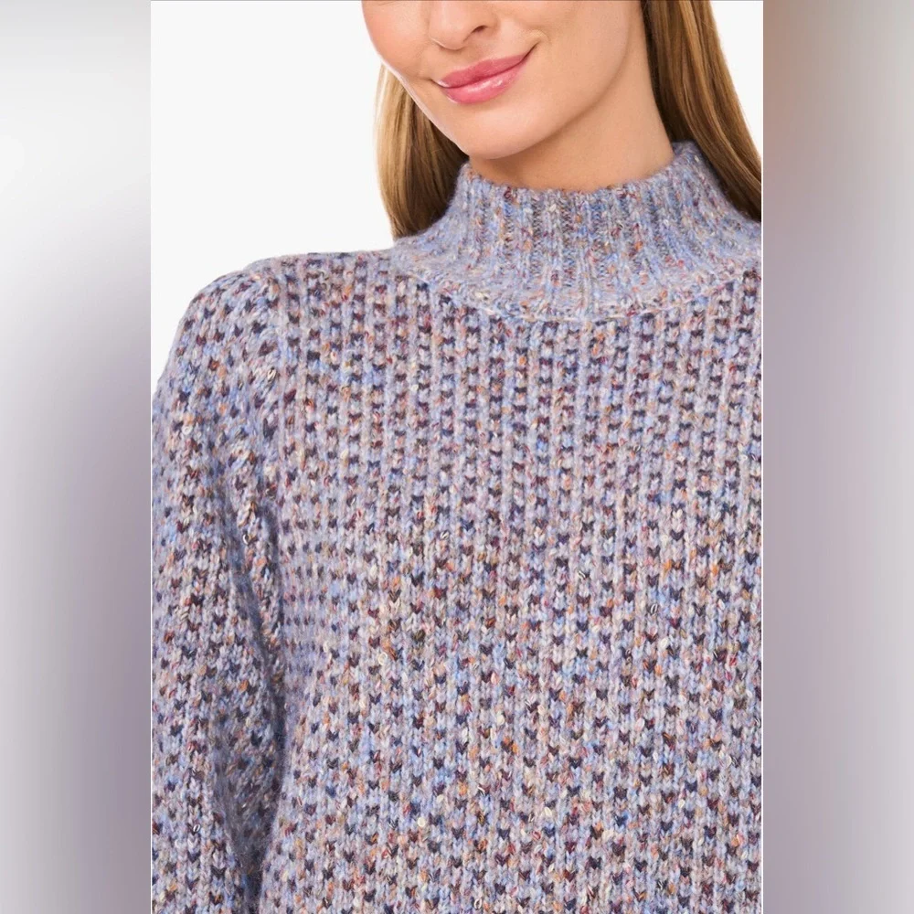 CeCe NWOT❤️ Women's Sweater Textured Cream and Purple - Picture 13 of 13